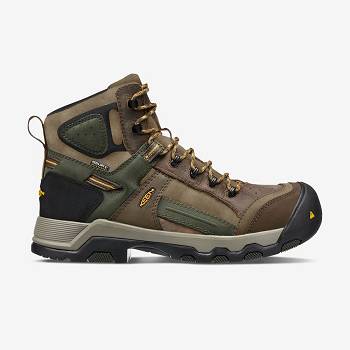 KEEN Férfi Davenport AL Waterproof Mid Cut Munkavédelmi Bakancs Barna / Olivazöld